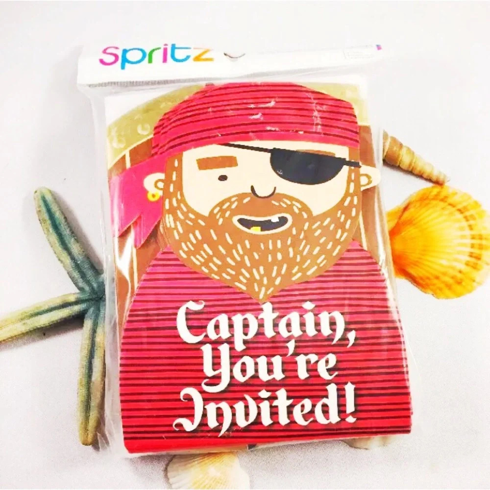 Pirate Party 8 Invitation & 8 Thank You Notes Pack